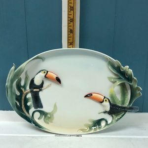 Franz Porcelain Paradise Calls Toucan Ornamental‎ Platter FZ00403 8” x 12”